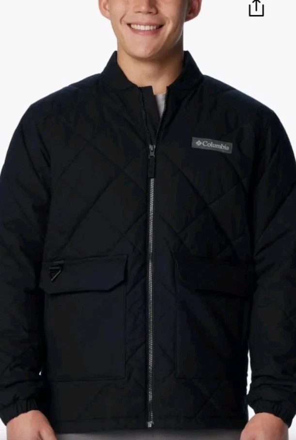 Chaqueta Para Hombres Columbia Rad Acolchada Negra Pesada Acolchada Algodón Forrada Talla Grande Foto 3 de 4
