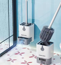 Modern Toilet Brush  Holder Set 44cm Stainless Steel Durable White