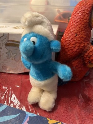 Vintage Hefty Smurf Plush  Stuffed Toy 4  Wallace Berrie & Co Peyo 1983 RARE