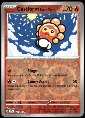 Castform Sunny Form 020/191 SV08: Surging Sparks Reverse Holofoil LP Poke