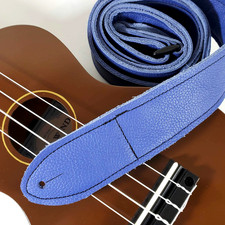 Blue Premium Leather Ukulele Strap - Blue Leather Ukulele Strap -Handmade -