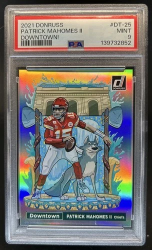 2021 Panini Donruss Patrick Mahomes II Downtown SSP #DT-25 Chiefs PSA 9