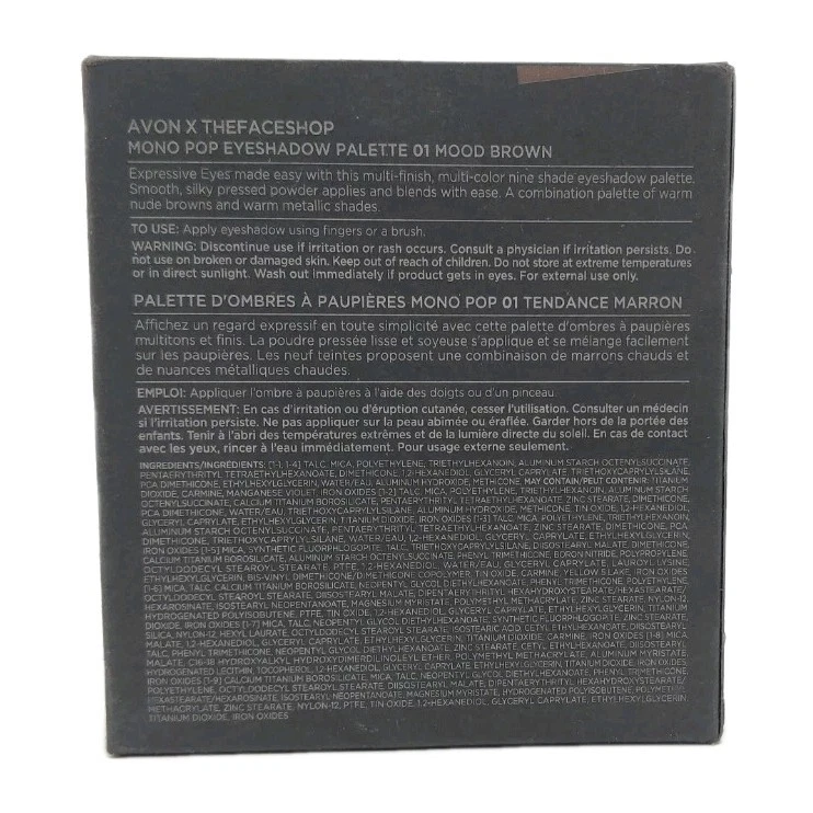 Avon Face Shop Mono Pop Eyeshadow Palette Mood Brown 01 9 x 0.8 g New Old Stock - Image 2 of 3