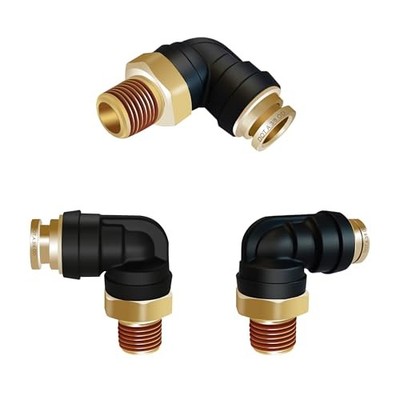 3/8'' Quick Push To Connect Fittings 90 Degree Elbow Union 3/8''*1/4''NPT 3PCS