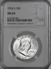 1954-S  50C FRANKLIN SILVER HALF DOLLAR   NGC MS64  #8137959-069
