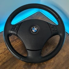 07-13 BMW 328i 335i Black Leather 3 Spoke Steering Wheel OEM