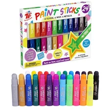 Paint Sticks,24 Classic Colors, Washable, Non-toxic, Tempera Paint Sticks for...