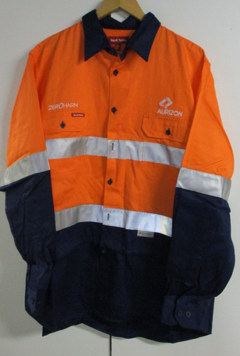 Hard Yakka Men's Long Sleeve Hi Vis Collared Shirt - Orange Aurizon - Size 2XL