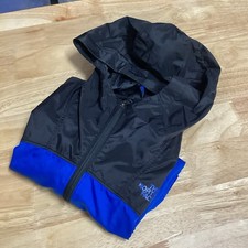 Boys The North Face Fanorak Jacket pullover windbreaker- Black/Royal- Large