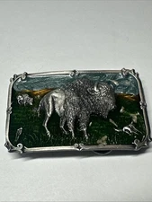 Siskiyou Buffalo Bison  Pewter Belt Buckle Inscription On Back 1984
