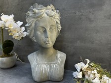 Frauenkopf Büste Skulptur Frau Figur Statue Distressed grau Wohndeko 38 cm