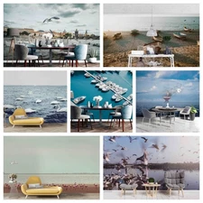 3D Seashore Birds Boat Self-adhesive Wallpaper Removable Wallpaper Wall Mural