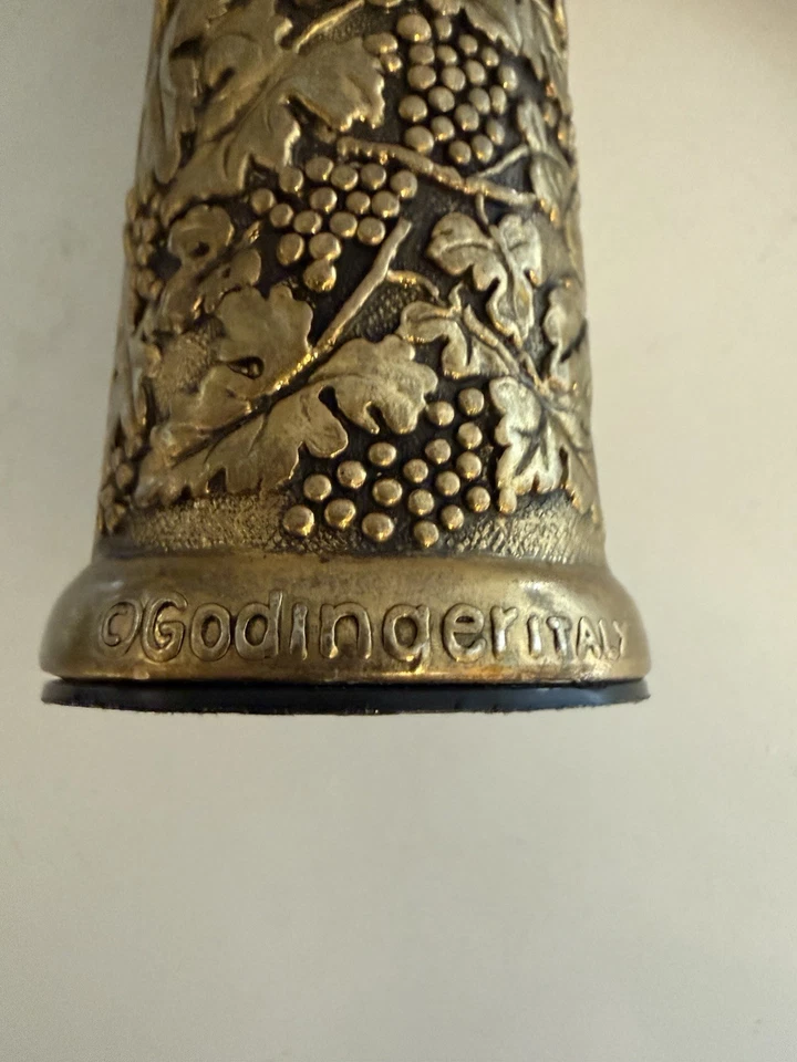 Sacacorchos vintage Godinger Bacchus plato dorado abrebotellas de vino Italia Foto 3 de 3