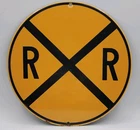 Vintage Railroad Crossing RR Porcelain Enameled Metal Sign
