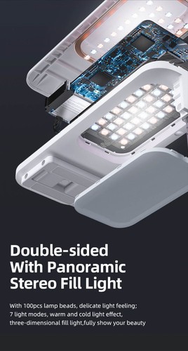 Portable Phone Holder Stand Wireless Dimmable LED Fill Light Selfie Makeup 360° - 第 8/15 張圖片