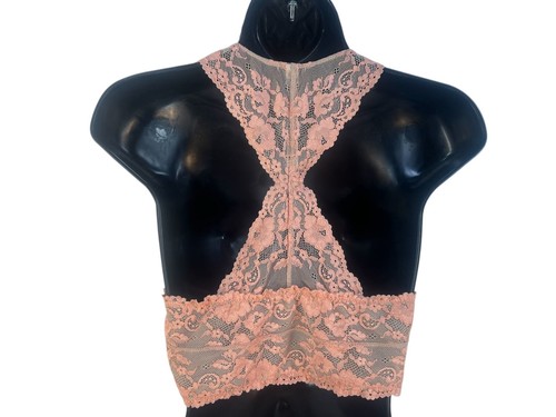 Intimately Free People Galloon Racerback Peach Nude Lace Bra sz L - Picture 4 of 7