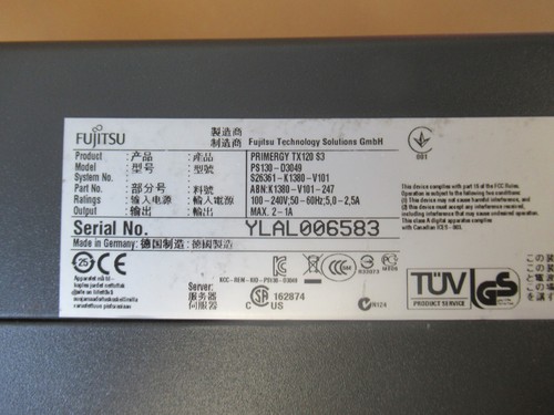 Fujitsu Primergy TX120 S3p 1x Intel 4C E3-1265Lv2 2.50GHz 8GB Ram - Tower Server - Picture 3 of 3