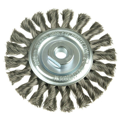 Lessmann 471.217 Knot Wheel Brush 100 x 12mm M14 Hole, 0.50 Steel Wire