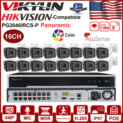 Hikvision 16CH PoE CCTV System Vikylin 4MP Panoramic Full Color IR IP Camera Lot