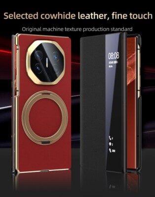 For Huawei Mate XT Ultimate Magnetic Smart View Genuine Leather