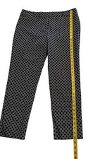 Liz Claiborne Emma Ankle Career Pants Geometric Stretch Black Womens Sz 12