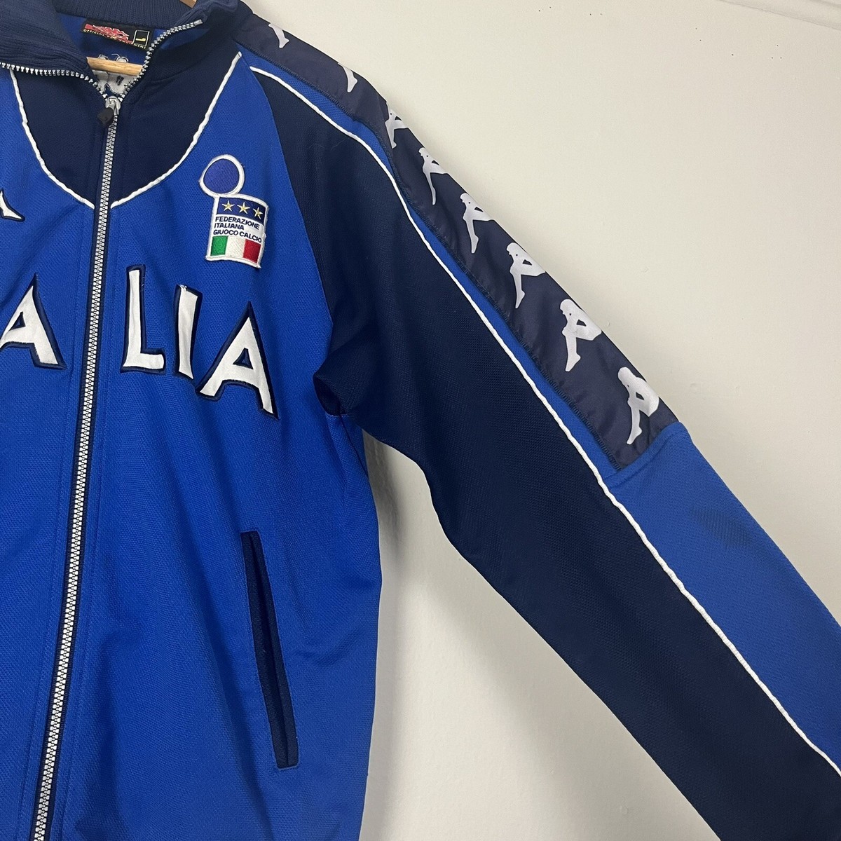 Veste De Survêtement Kappa Homme Bleu Italia - Taille S, Nylon, Légère, Zip, Parfait état Occasion