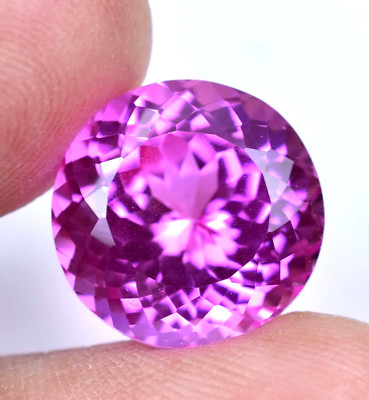 Natural Pink Ruby 16.65 Ct Round Certified Flawless Loose Gemstone From Mogok