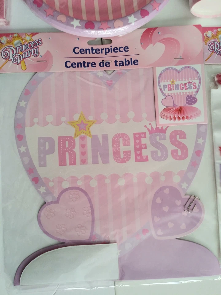 Suministros decoraciones fiesta cumpleaños rosa princesa Tiera niña para 12 invitados 87 piezas Foto 3 de 4