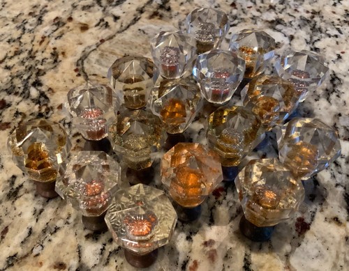 Tiffany Style Drawer Pulls Lot of 17 Vintage 1-1/2" X 1” Antique Glass - Picture 5 of 12