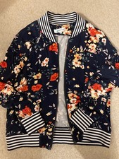 Women's Grace & Lace Navy Floral Jacket Coat-xs