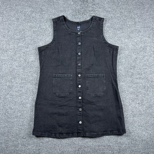 Gap Denim Jean Mini Dress Adult Size 2XL Black Button Front Pockets Womens NWT