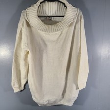 +New Addition= Womens White Long Sleeve Off The Shoulder Sweater Made in the USA