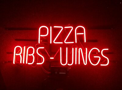 Pizza Ribs Wings 20''x14'' Neon Sign Lamp Bar With Dimmer