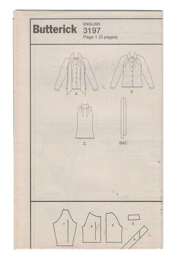 Butterick 3197, Misses' Blouse, Top, Size 12-14-16, Easy Sewing Pattern, Uncut - Picture 4 of 5