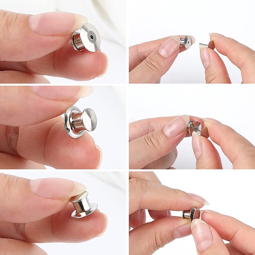 10pcs Locking Pin Back Locking Pin Keeper Clasp Metal Pin Backing for Brooch _tm - Picture 5 of 7