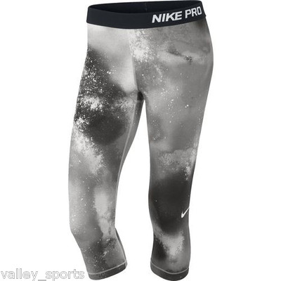NEW NIKE PRO [XS] Women's Yoga/Gym Capris-Grey/White Printed 630608-082