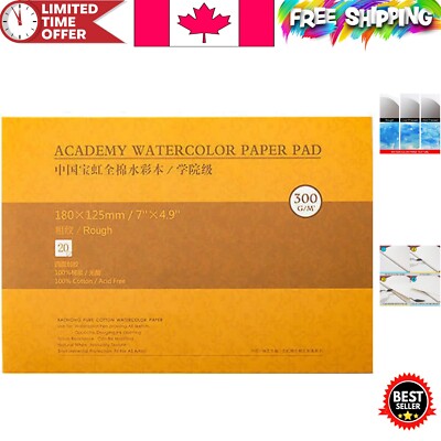 Professional Quality Rough Grain Watercolor Paper - 140lb, 5x7 Inches, 20 Sheets