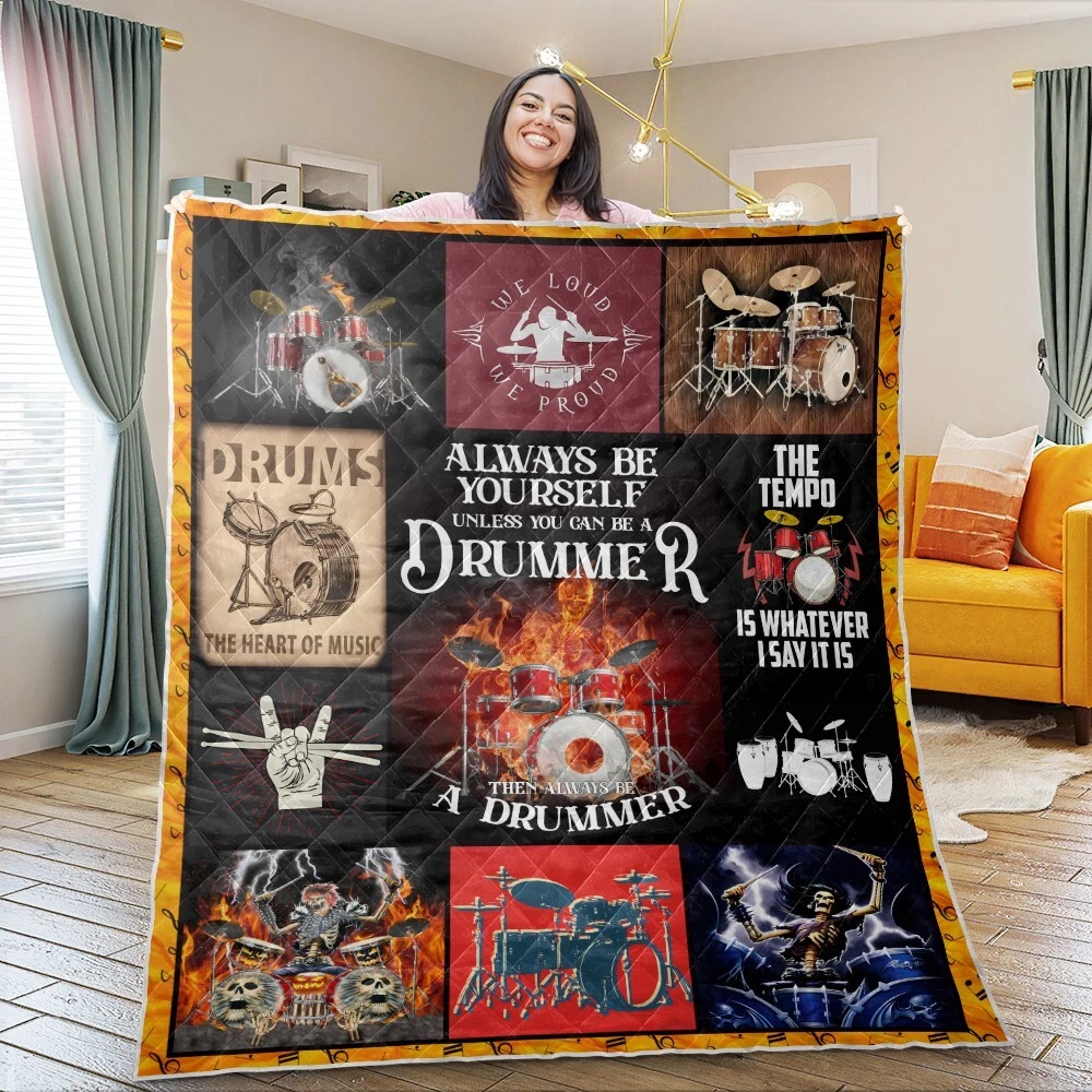 Always Be A Drummer Quilt, Drummer Gift Quilt Blanket