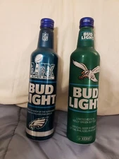 2 Bud Light Philadelphia Eagles Limited Edition Green Aluminum Bottle Super Bowl