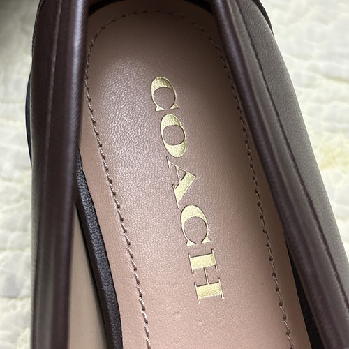 Mocassino Coach LEAH nuovo con scatola in pelle marrone acero (taglia 5,5B) CB990, suola a strappo donna - Foto 9 di 16