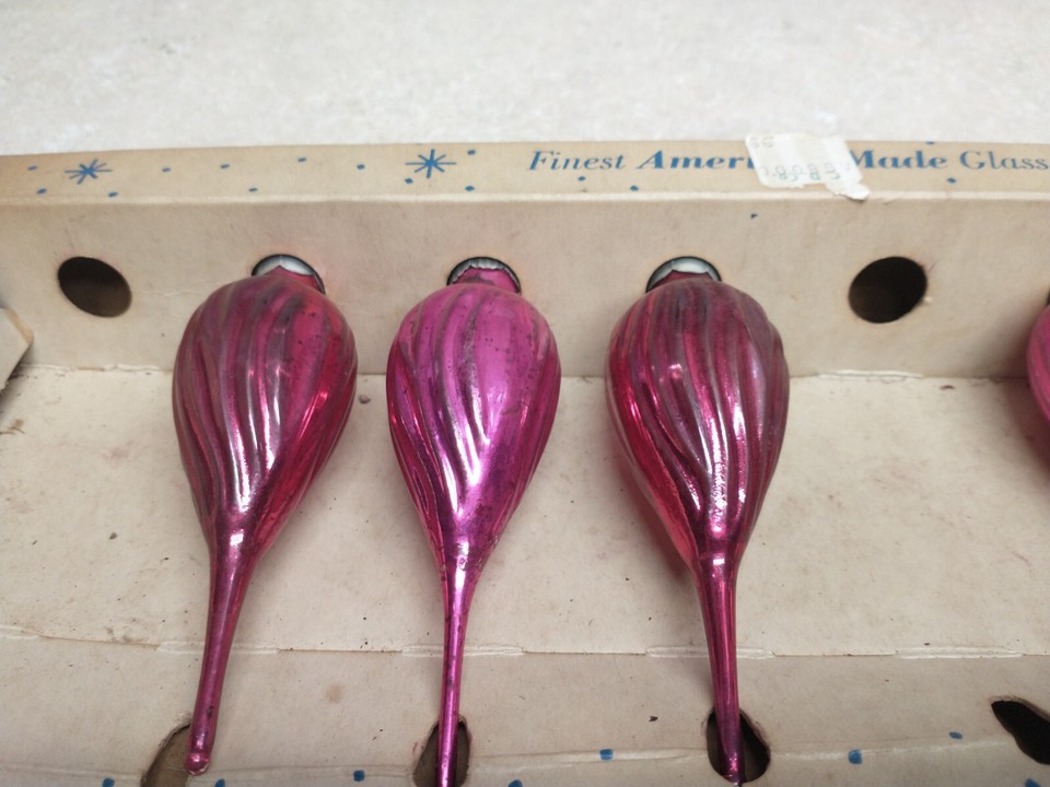 Paragon Christmas Pink Teardrop Ornaments Set of 5 Vintage eBay