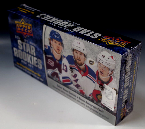 JUEGO COMPLETO DE NOVATOS ESTRELLA 2020-21 plataforma superior caja sellada nhl hockey a control remoto nuevo en caja - Imagen 2 de 5