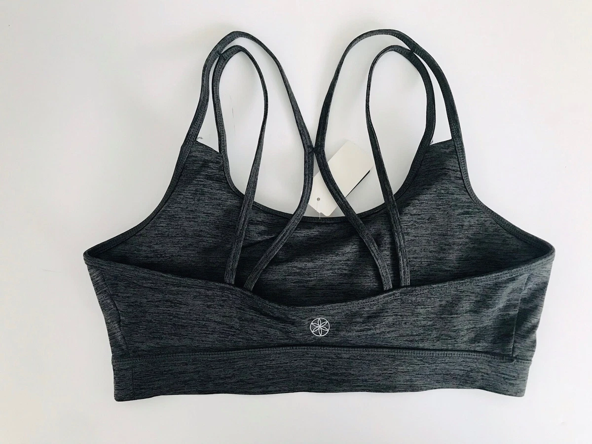 Gaiam Shine Wire Free Medium Impact Yoga Sports Bra Charcoal Gray