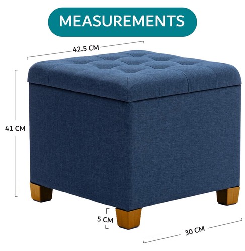Ottoman Storage Square Box Pouffe Seat Stool Home Chair Foot stool Bench LINEN - Picture 7 of 13