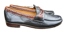 Allen Edmonds Newcomb Black/Brown Woven Penny Loafers Made in USA Mens 9.5 EEE