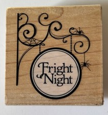 Stampabilities FRIGHT NIGHT Wood Mount Rubber Stamp HALLOWEEN
