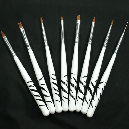 8Pcs Nail Art Zebra Design Brush Painting Pen Set Acrylic Drawing Liner Tool⭐