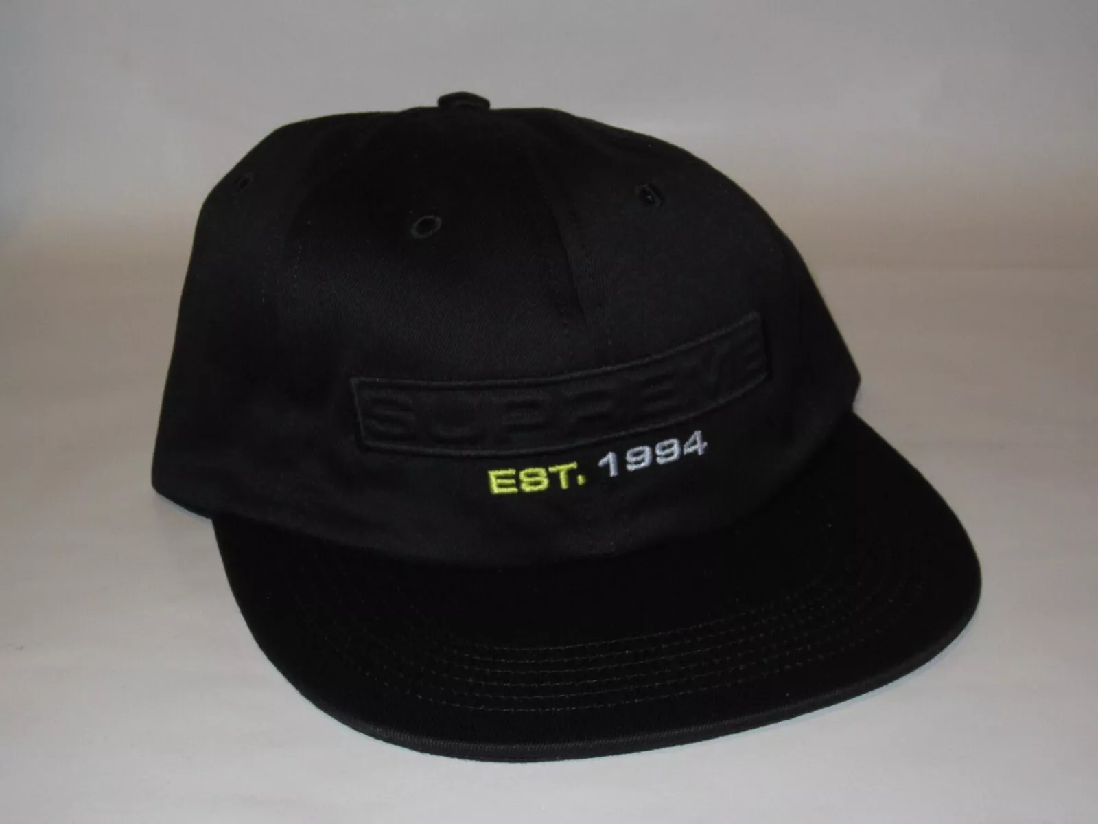 Casquette chapeau logo en relief SUPREME 6 panneaux noir sangle réglable NEUF ! S/S 2018