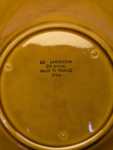 Ed Langbein Majolica 8.25" Plates Brown Gien France Set 6 Leaf Berry Grape Vtg - Picture 10 of 15