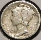 Silver Dime - Mercury - 1923 (Cleaned.  Dings & scratches.) [108]
